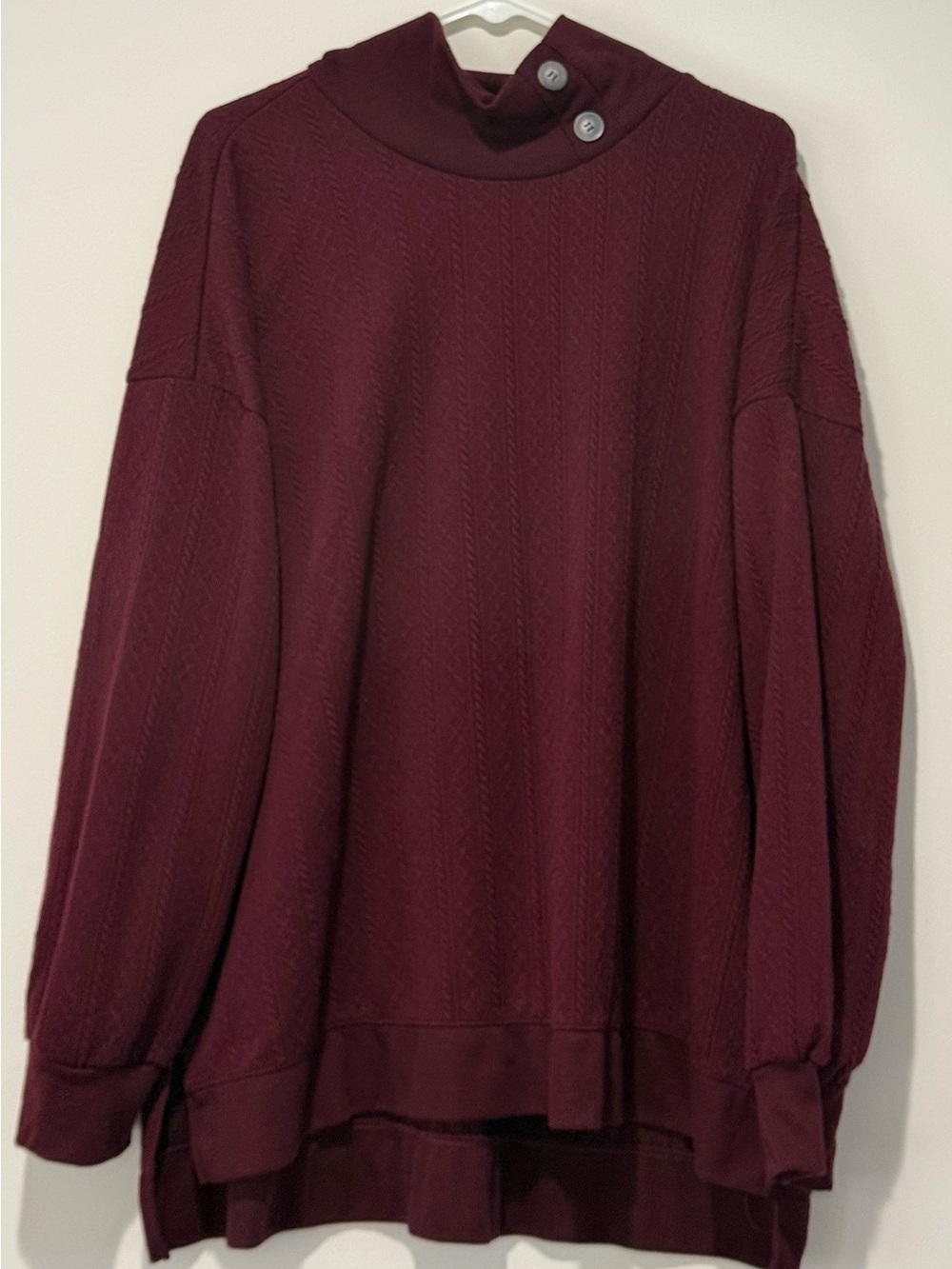 French Laundry Ribbed Mock Neck Sweater in Burgundy